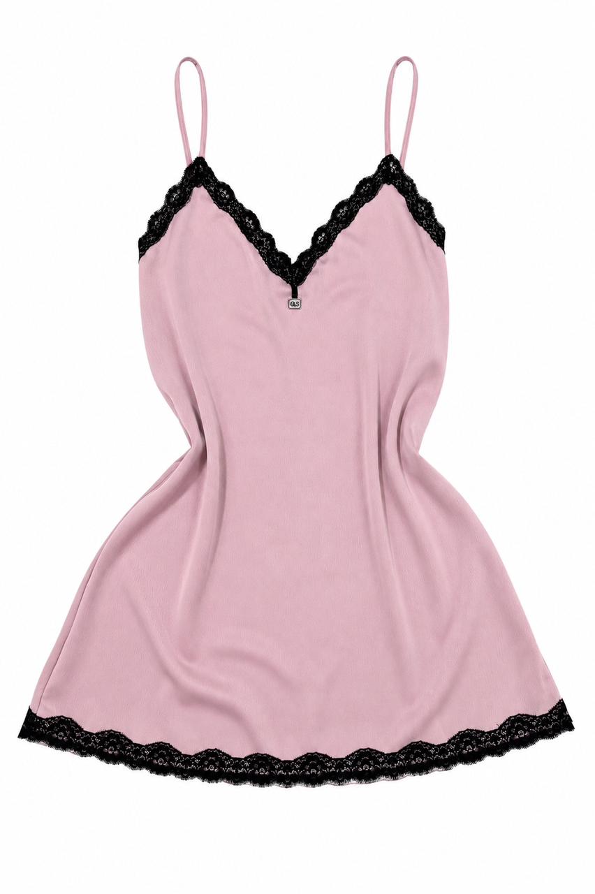 Pijama Camisolín en seda rosa viejo