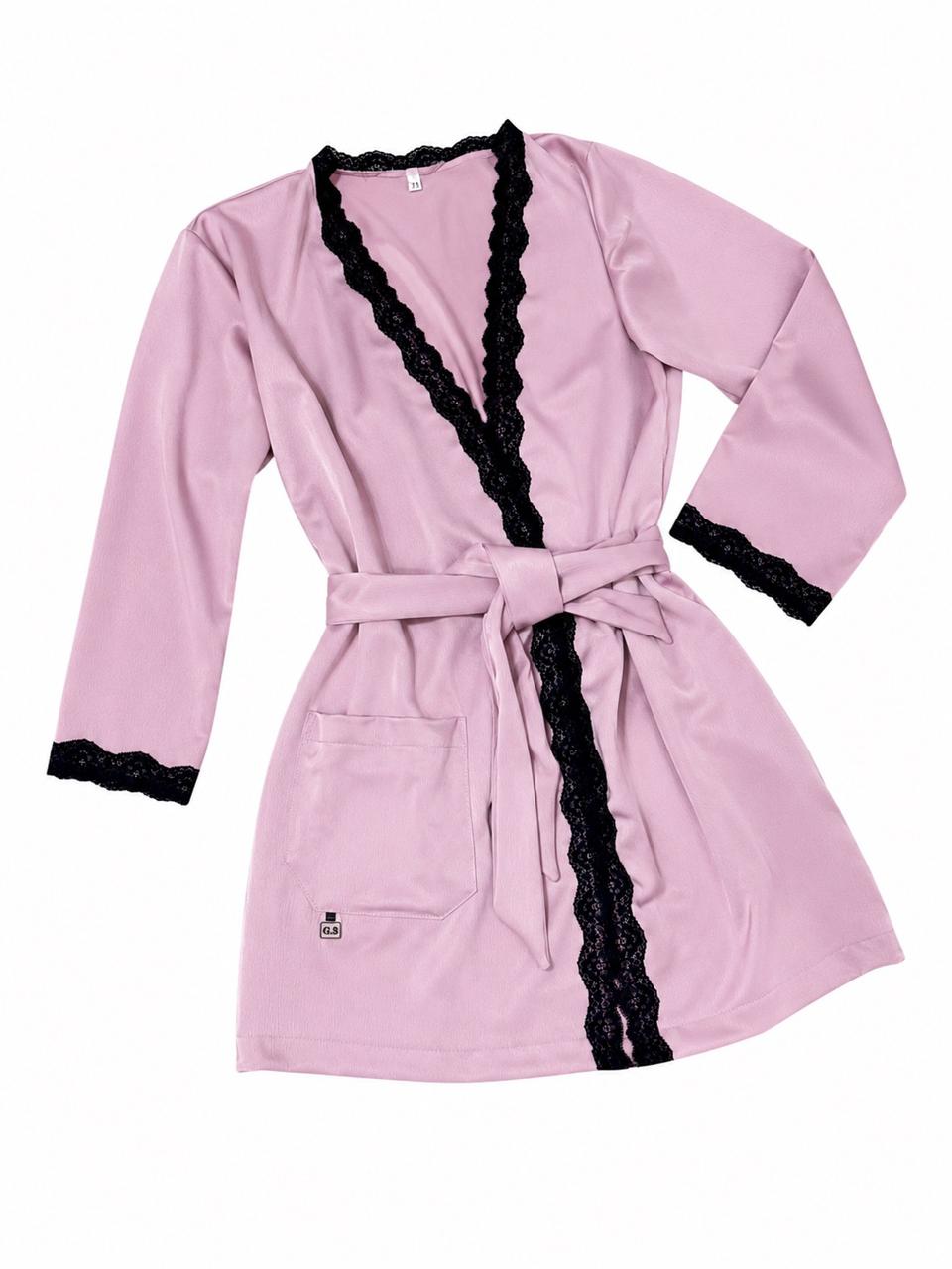 Pijama Bata en seda rosa viejo