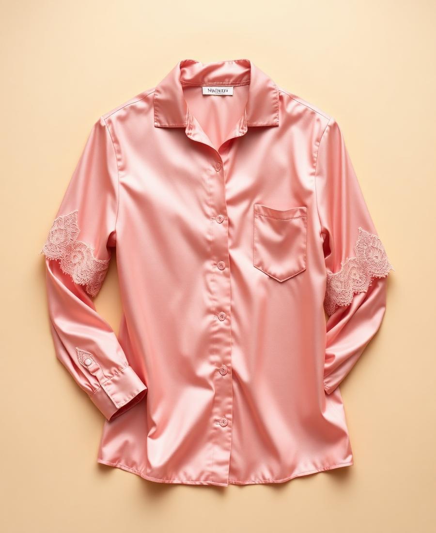 Pijama Camisolín en seda rosa viejo
