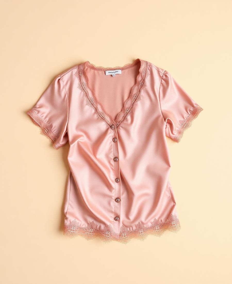 Pijama Remera en seda rosa viejo
