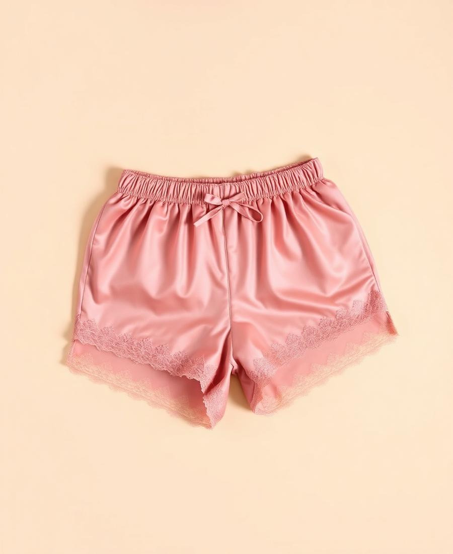Pijama Short en seda rosa viejo